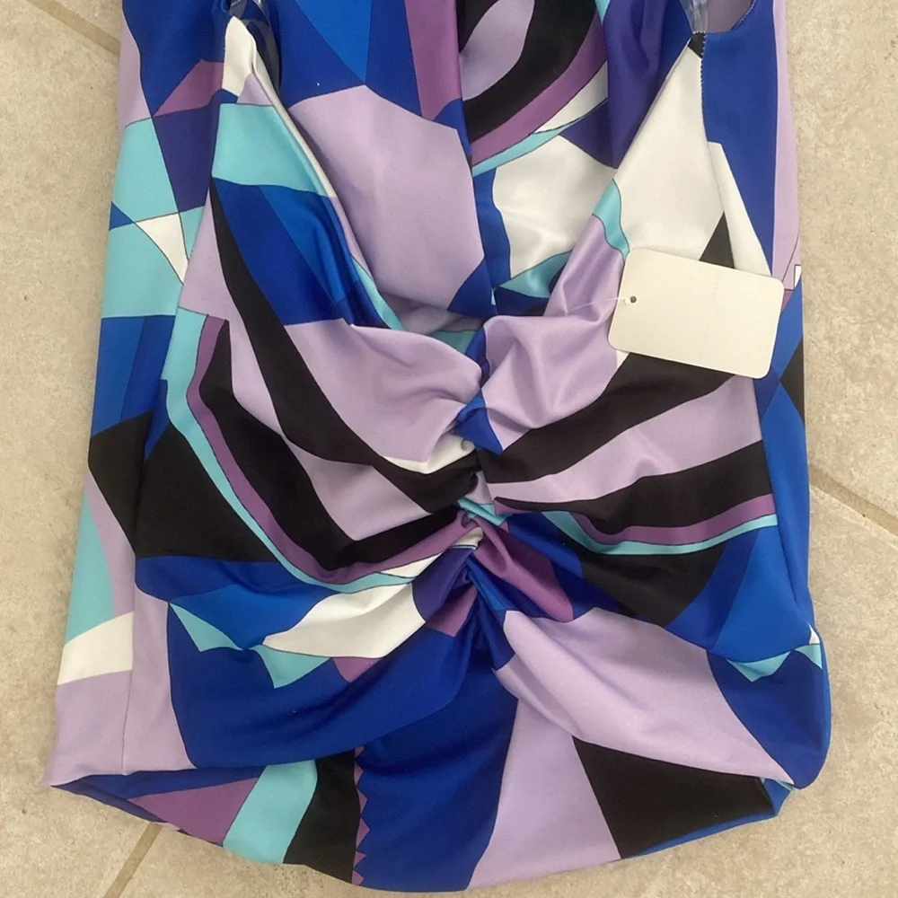 Julian Chang Women’s Blue & Purple Geometric Halter Top